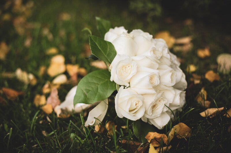 White Rose Bouquet — Serene, Autumn
