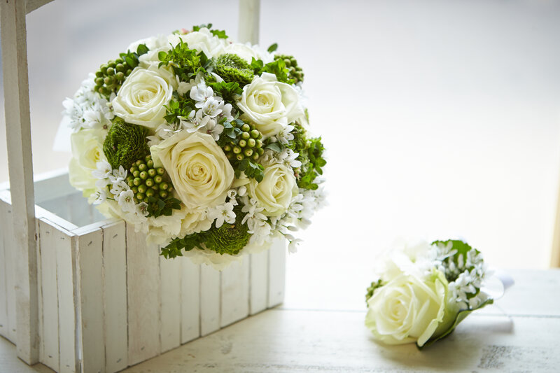 White Rose Bouquet — Serene, Morning