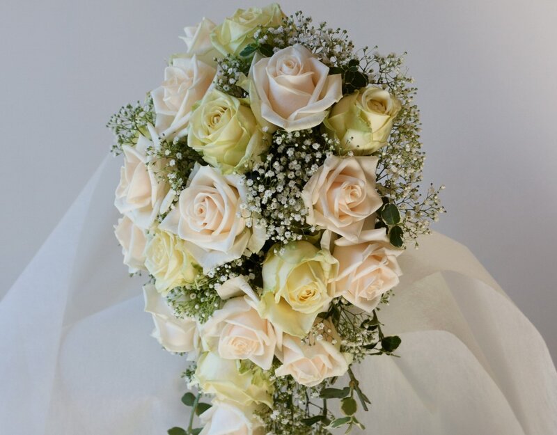 White Rose Bouquet — Serene, Photograph, Baby's Breath