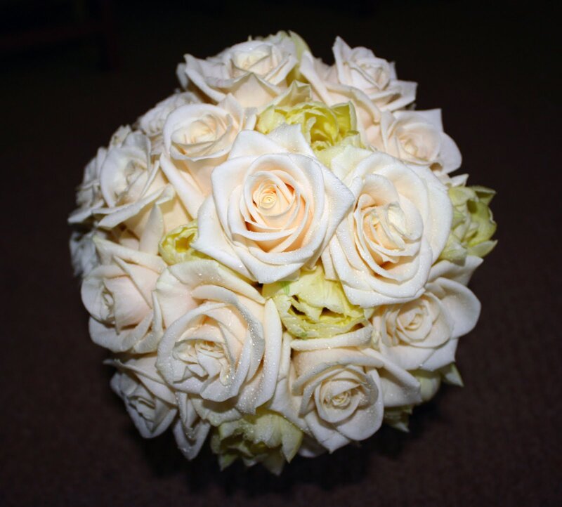 White Rose Bouquet — Serene, Photograph, Roses, Drops