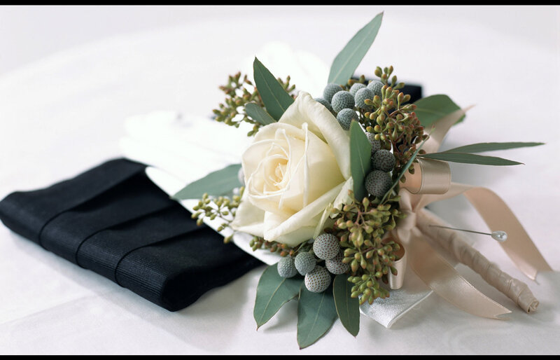 White Rose Boutonniere — Elegant, Photograph