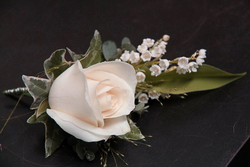 White Rose Boutonniere — Serene