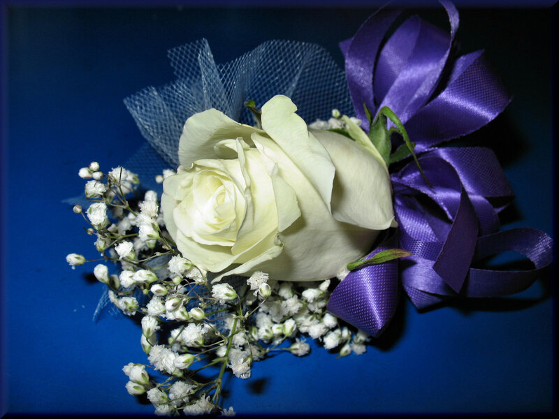 white rose corsage