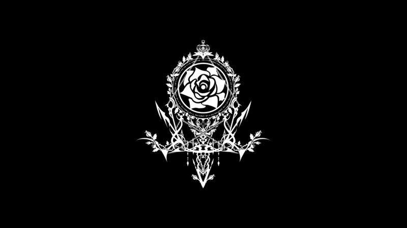 white rose emblem on black