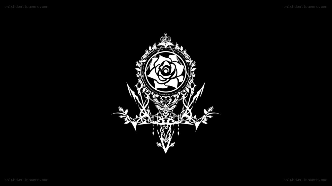 white rose emblem on black