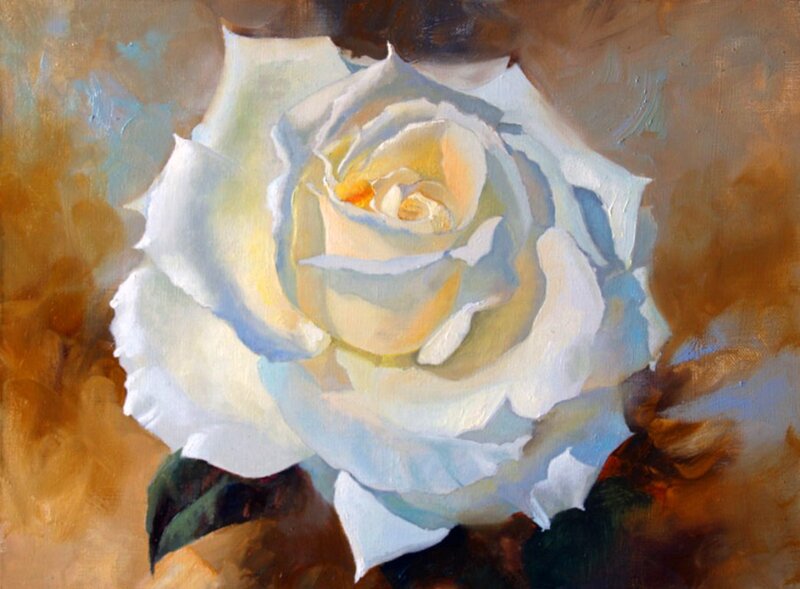 White Rose Flower — Calm, Painting