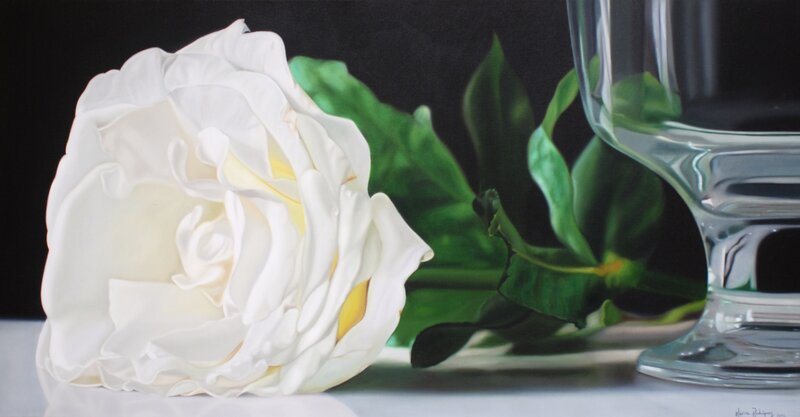 White Rose in Glass — Serene