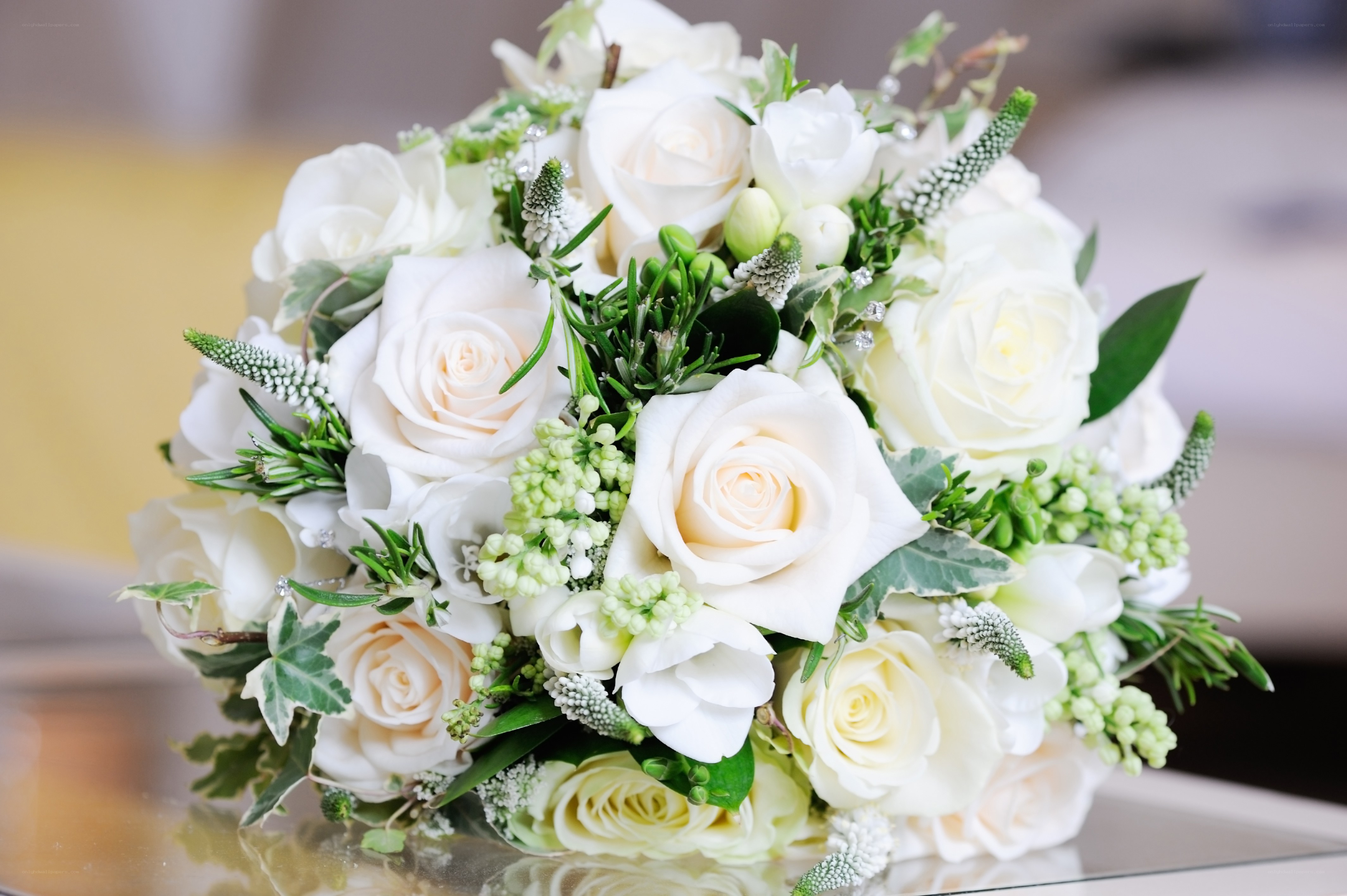 white rose wedding bouquet