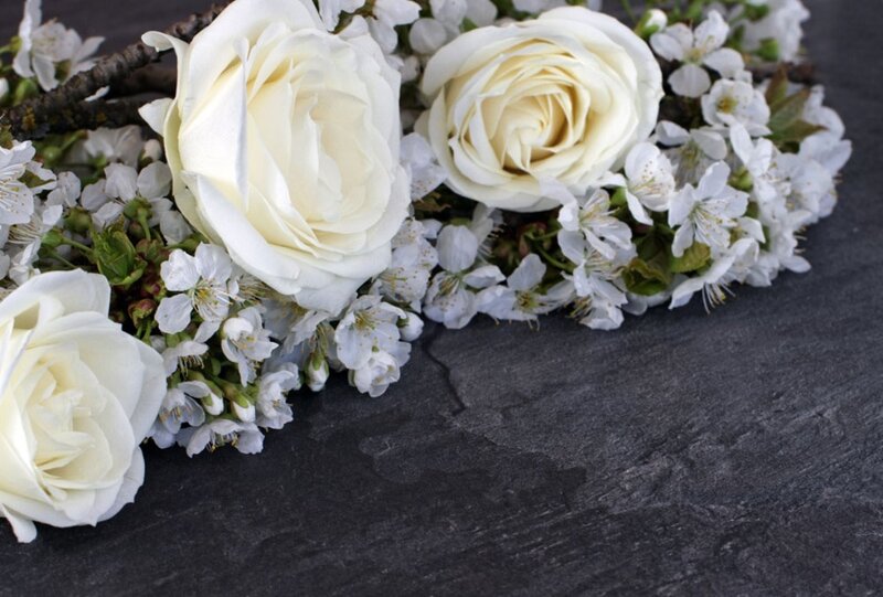 White Roses and Blossoms