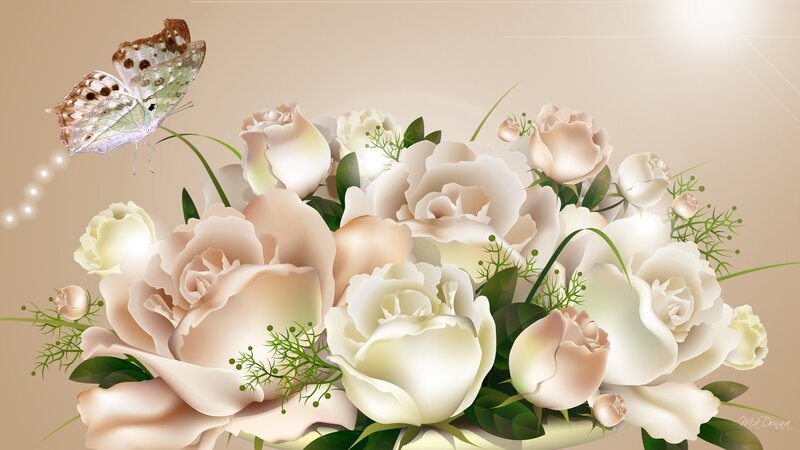 White Roses and Butterfly