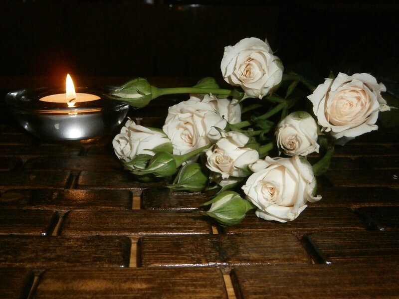 White Roses and Candle