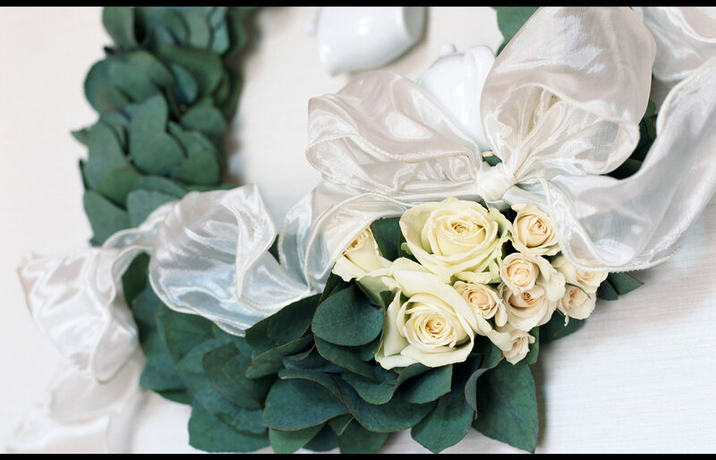White Roses and Eucalyptus Wreath
