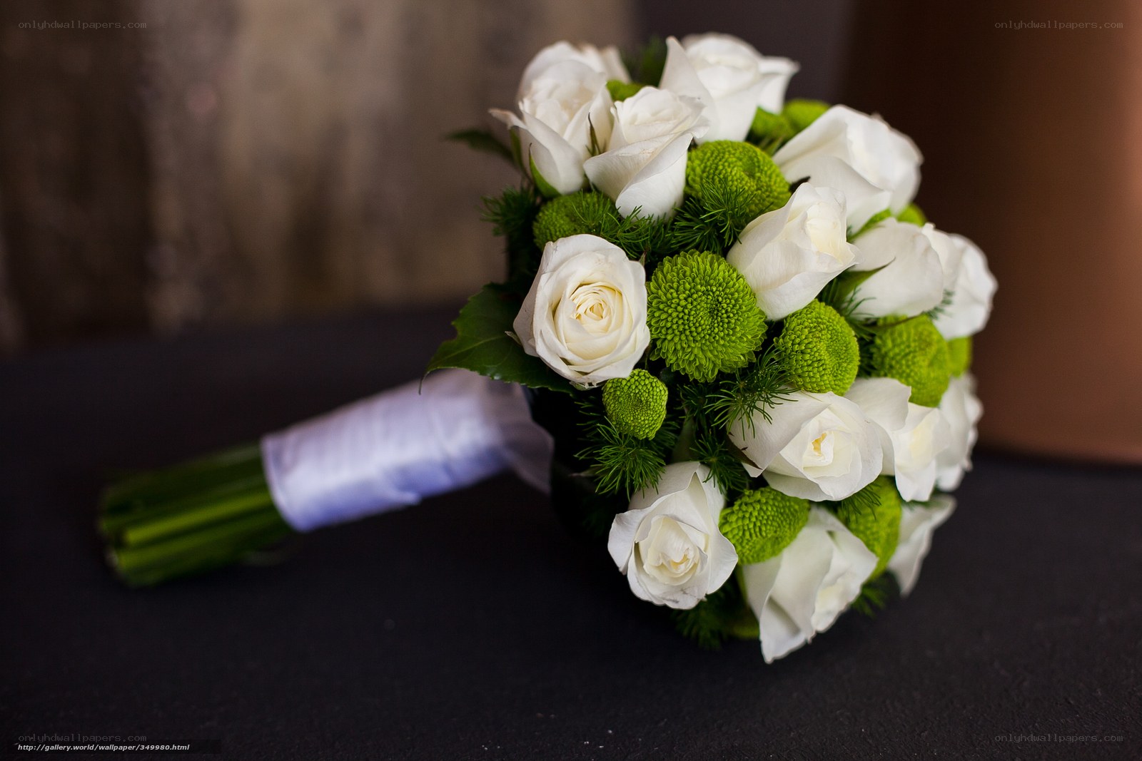 white roses and green flowers bouquet