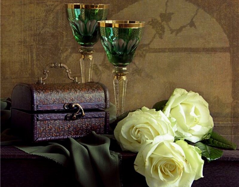 White Roses and Green Glasses