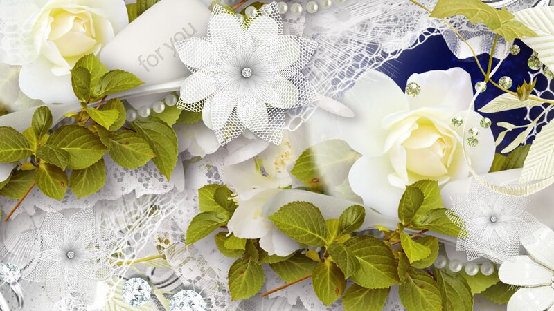 White Roses and Green Leaves