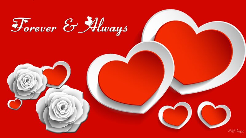 White Roses and Hearts — Red