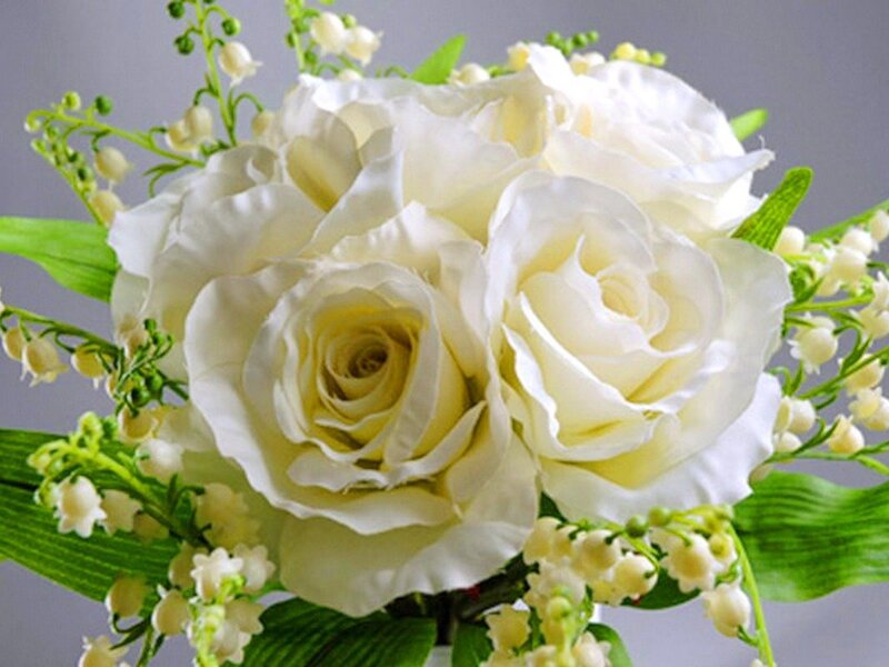 White Roses and Lilies of the Valley — Serene