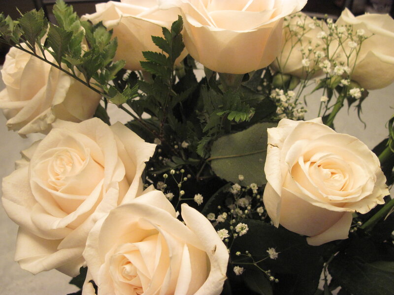 White Roses Bouquet — Calm, Photograph, Green Leaves
