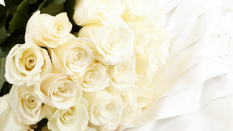 White Roses Bouquet — Serene, Photograph, Green Leaves