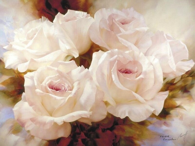 White Roses in a Bouquet — Serene