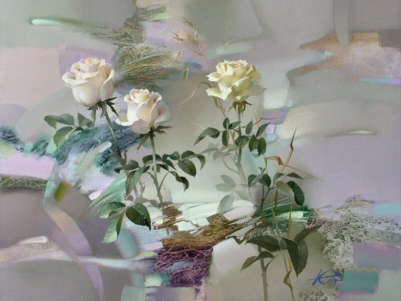 White Roses in a Nest