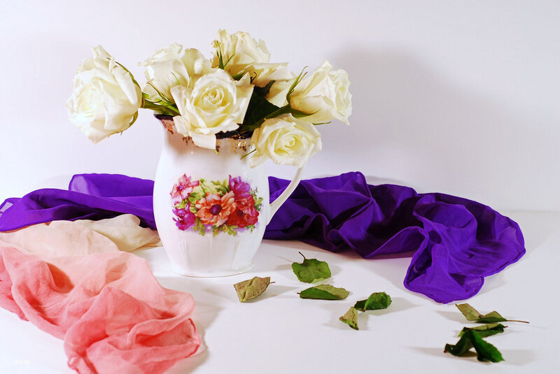 White roses in a vase