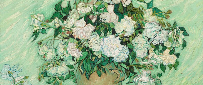 White Roses in a Vase — Green, Calm