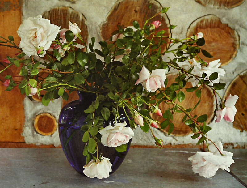 White Roses in a Vase — Purple