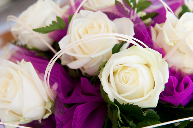 White Roses in Basket — Elegant