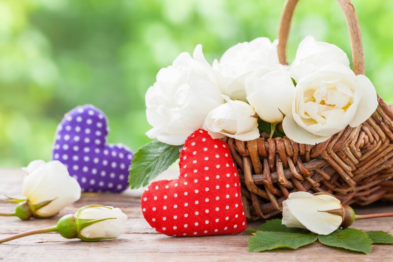 White Roses in Basket — Serene, Spring, Photograph