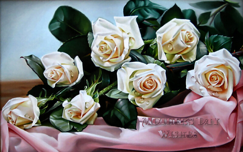 White Roses in Bouquet — Serene, Painting