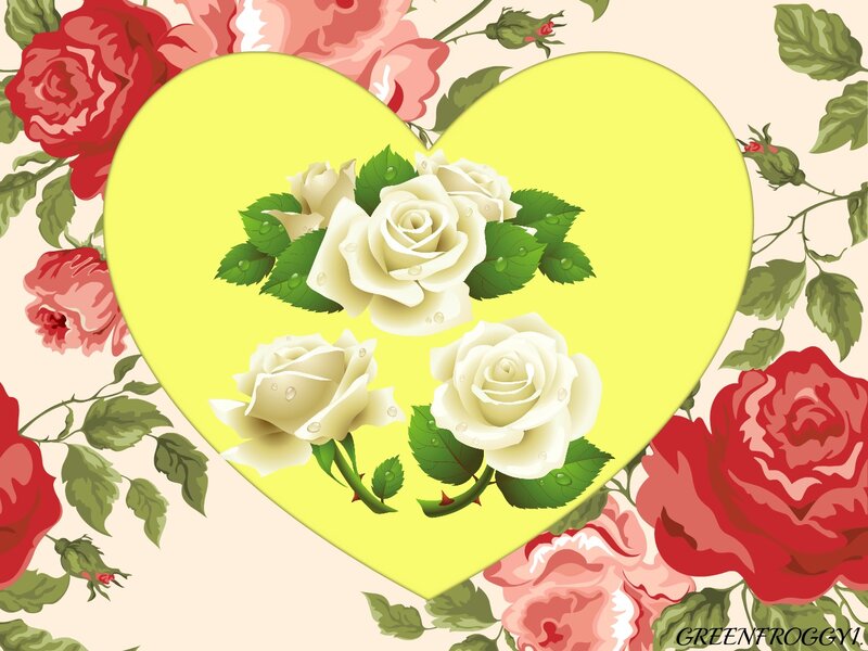 White Roses in Heart — Yellow