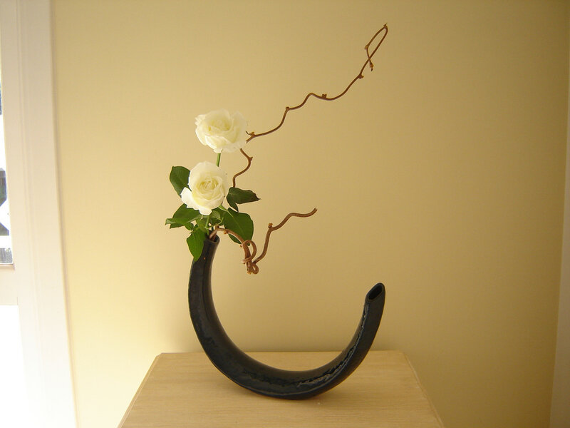 White Roses in Vase — Beige