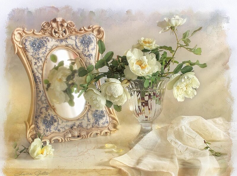 White Roses in Vase — Cream, Serene