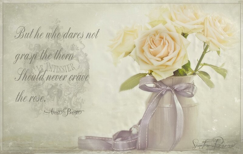 White Roses in Vase — Cream