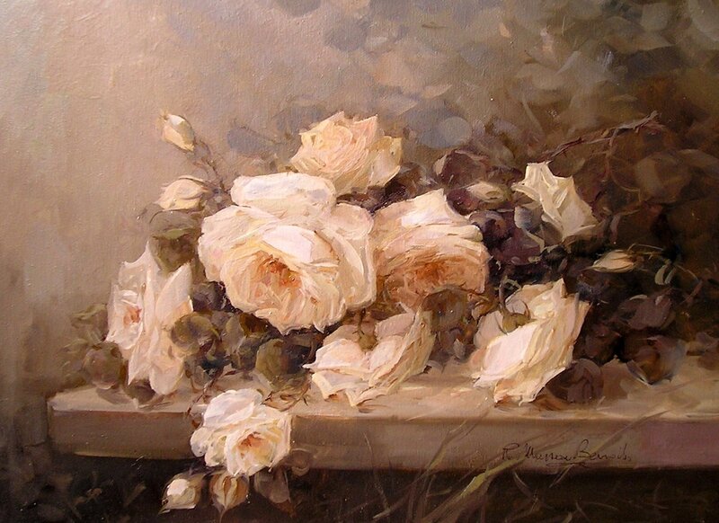 White Roses on a Ledge