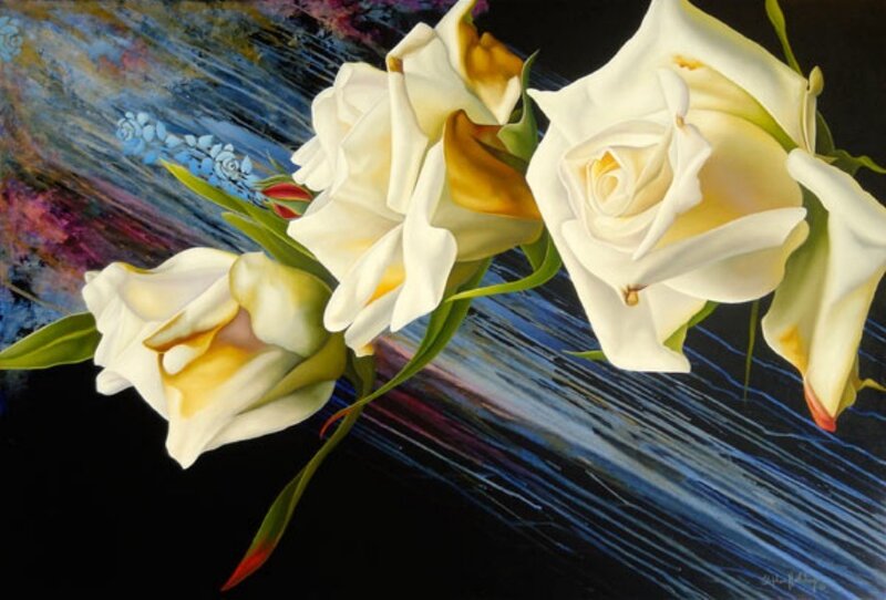 White Roses on Dark Background — Dramatic