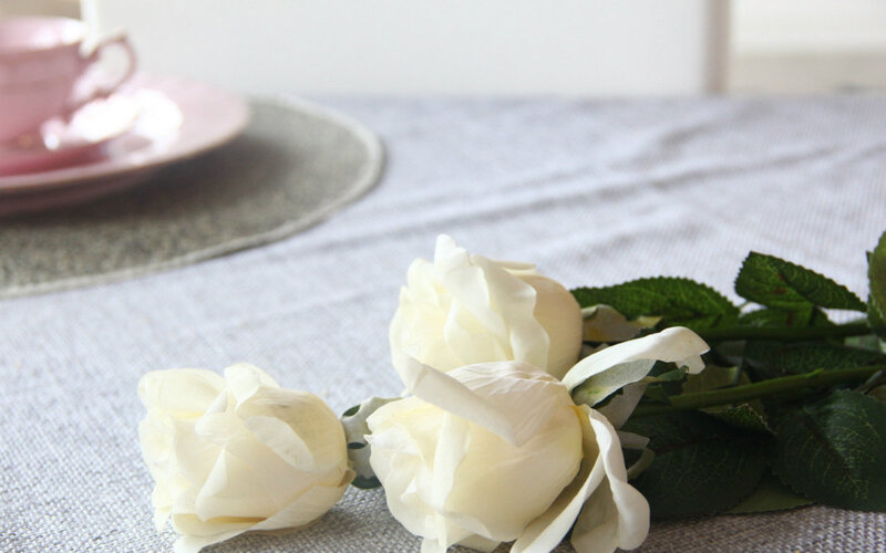 White Roses on Table — Serene, Morning