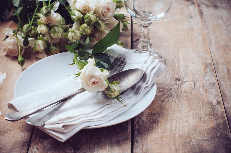 White Roses on Table — Serene, Photograph