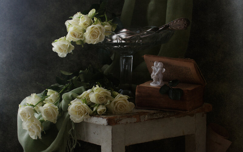 White Roses on Table