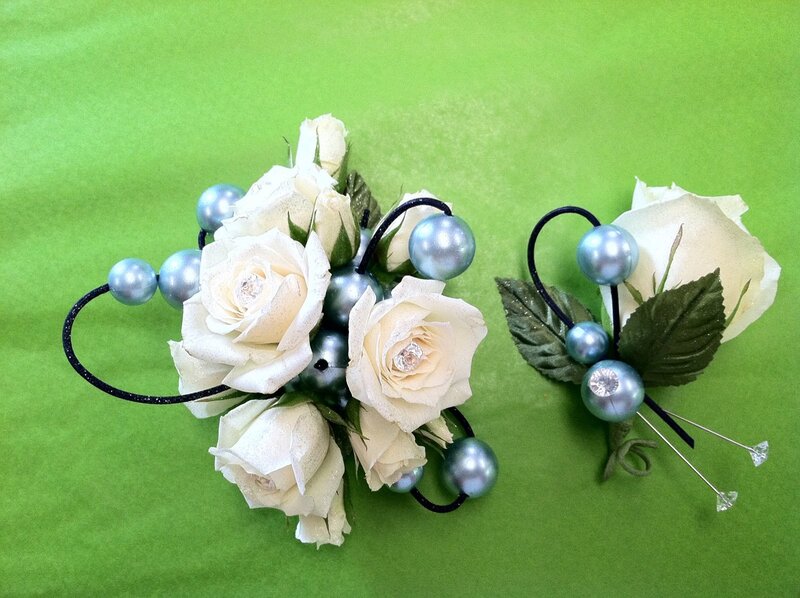 White Roses with Pearls