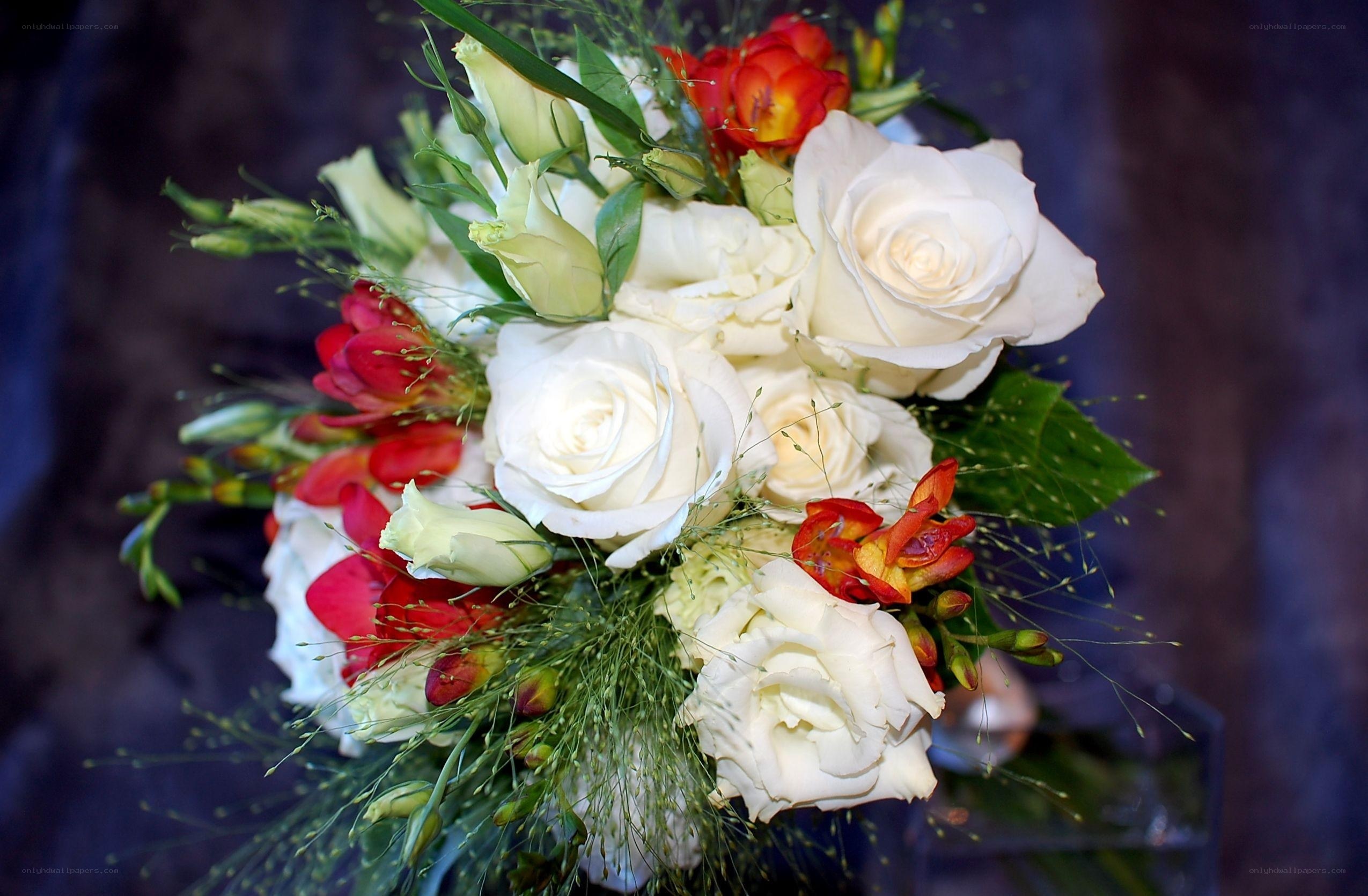 white roses with red accents