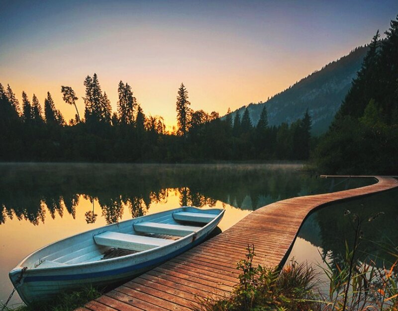 White Rowboat at Dock
