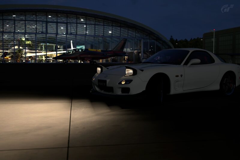 White RX-7 at night
