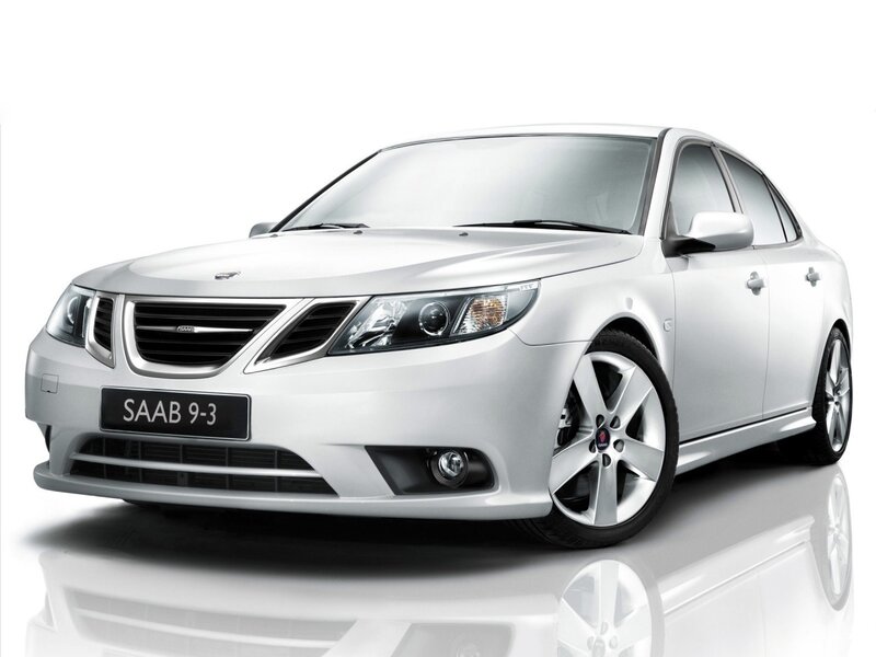 White Saab 9-3 sedan