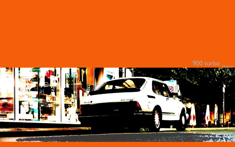White Saab 900 Turbo on street