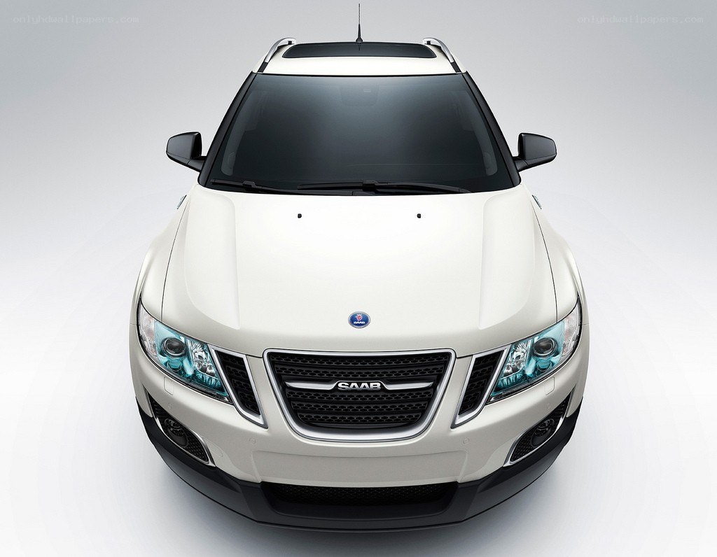 white saab car front view