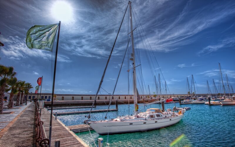 White Sailboat in Marina