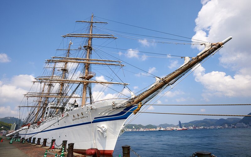 White Sailing Ship — Blue