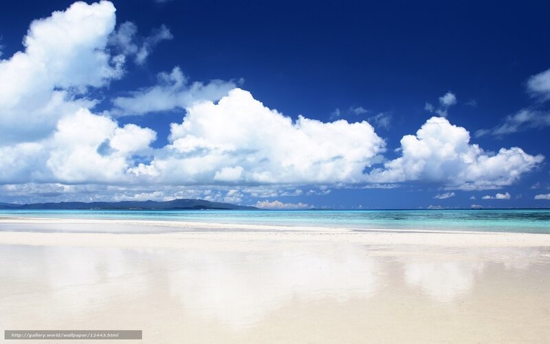 White Sand Beach — Blue, Serene, Afternoon, Photograph, Clouds